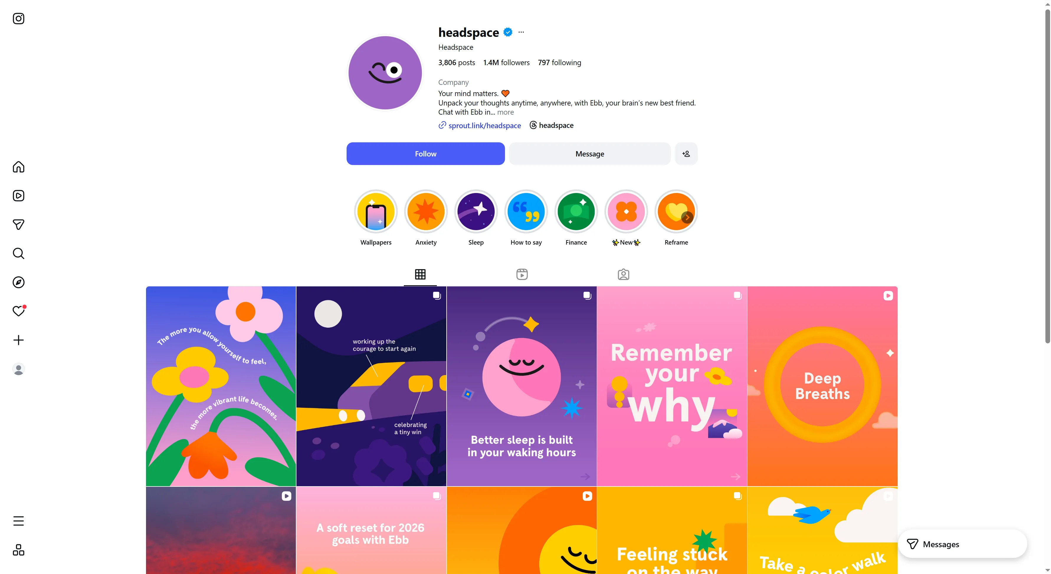 Headspace Instagram Profile