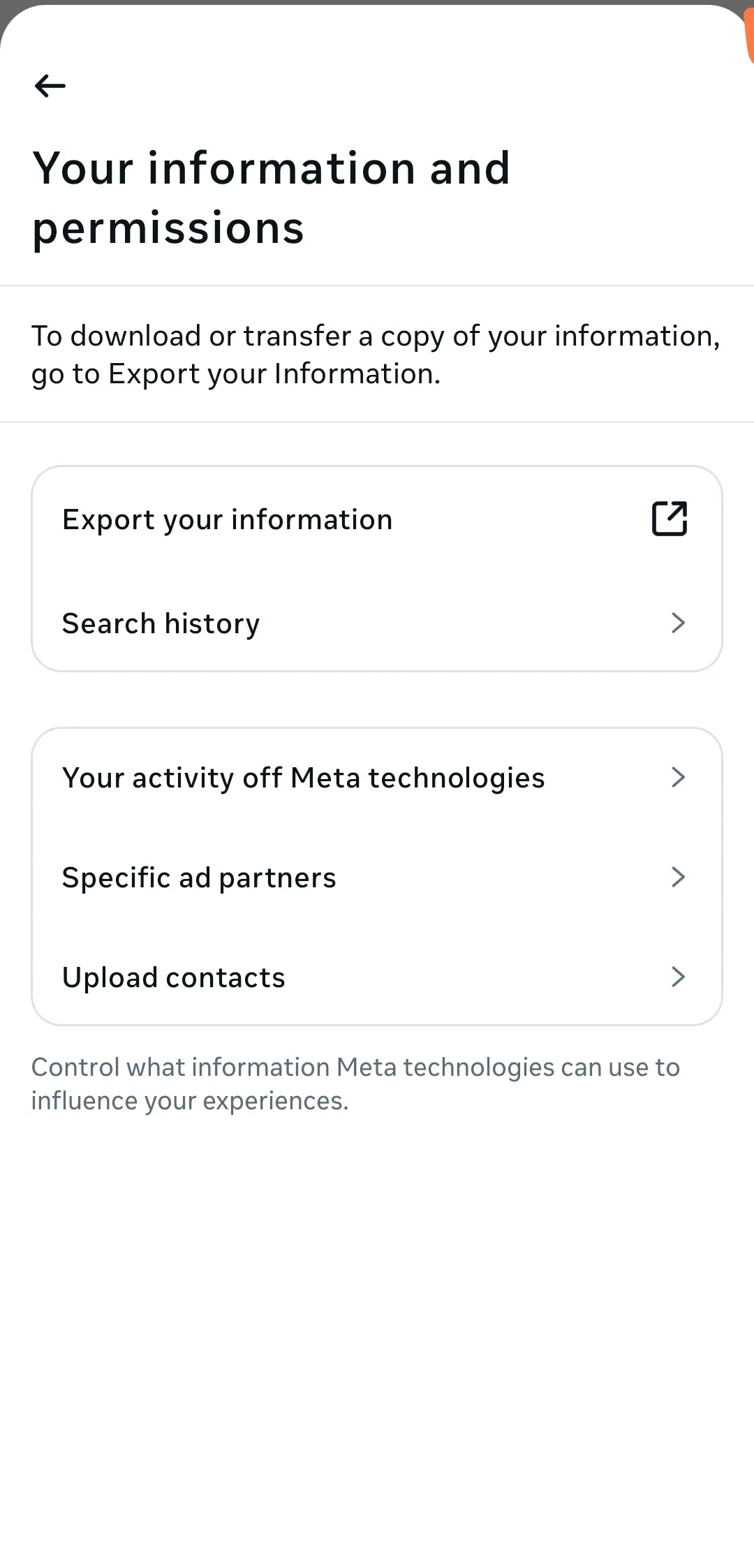 Layar Informasi dan izin Anda menampilkan Unduh informasi Anda