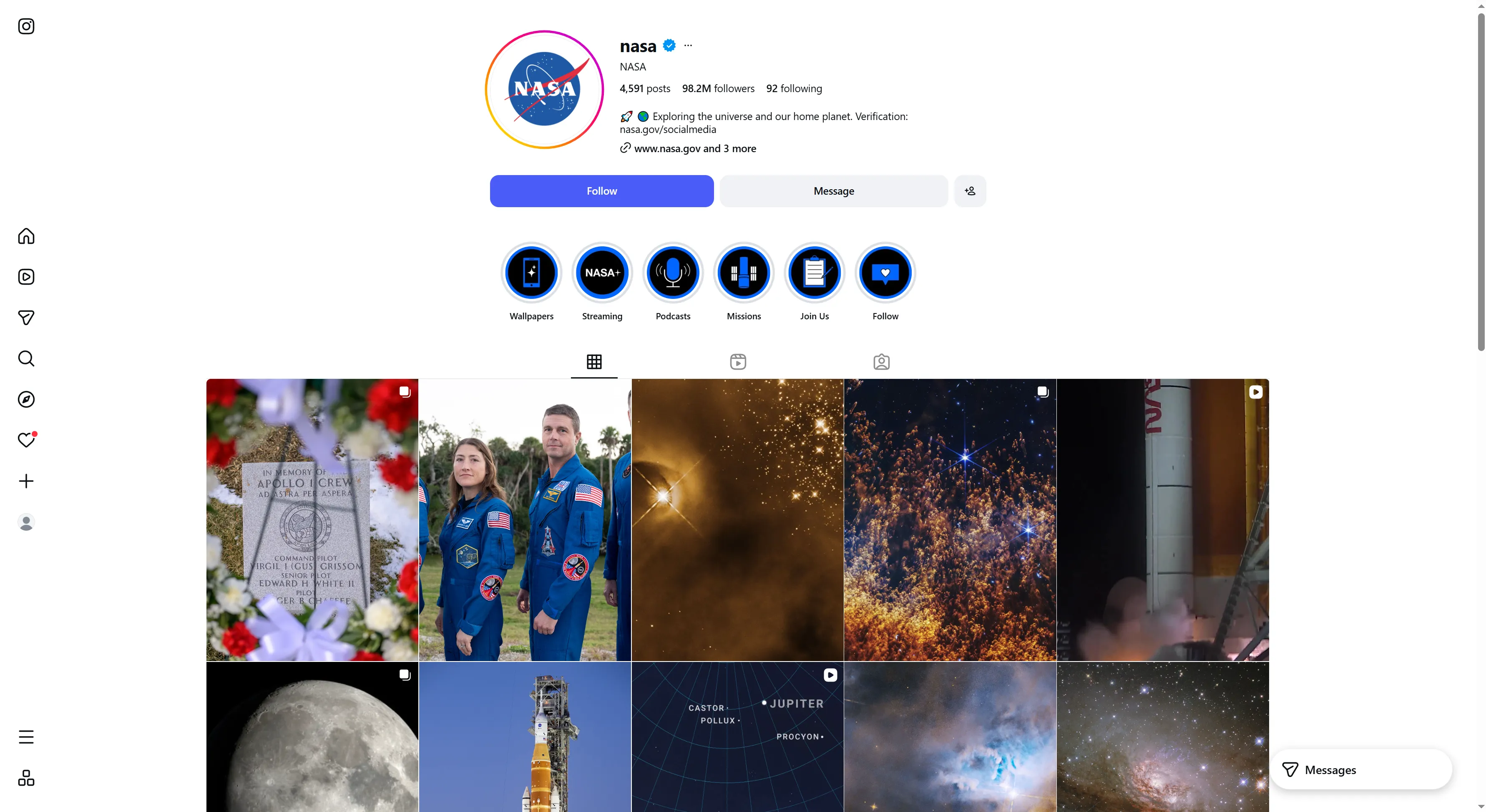 NASA Instagram Profile