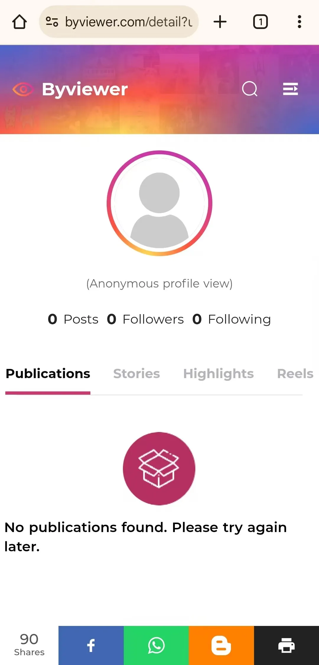 Esempio nessuna pubblicazione trovata