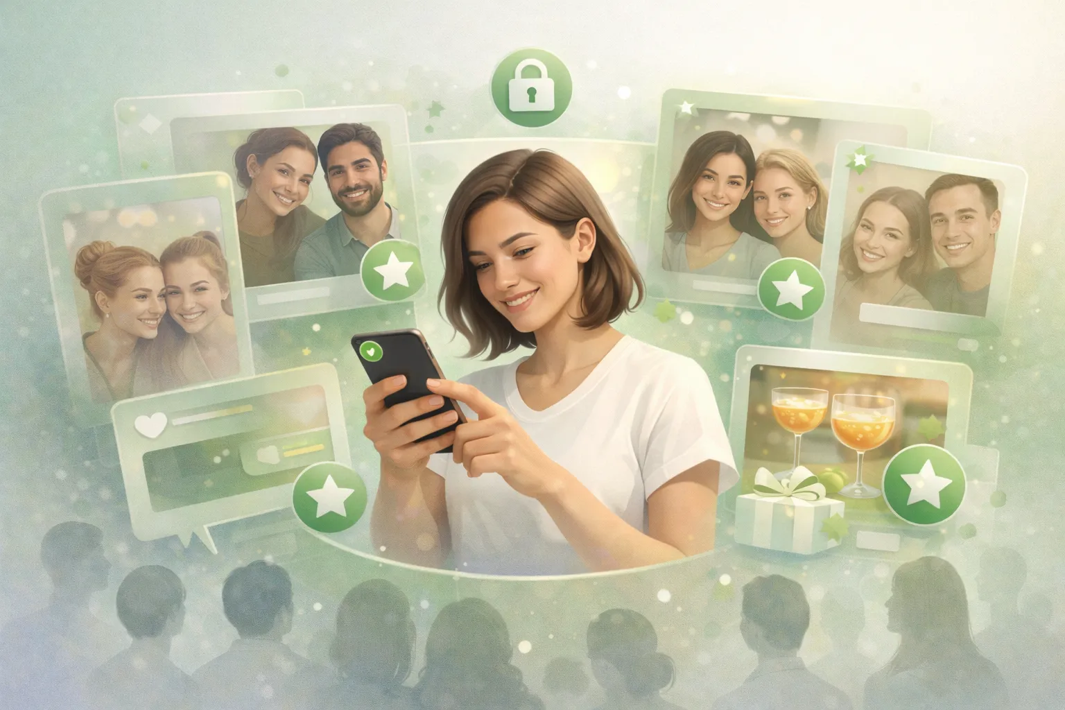 Ilustración de la psicología de la exclusividad en Close Friends mostrando intimidad, pertenencia y acceso seleccionado dentro de un círculo reducido