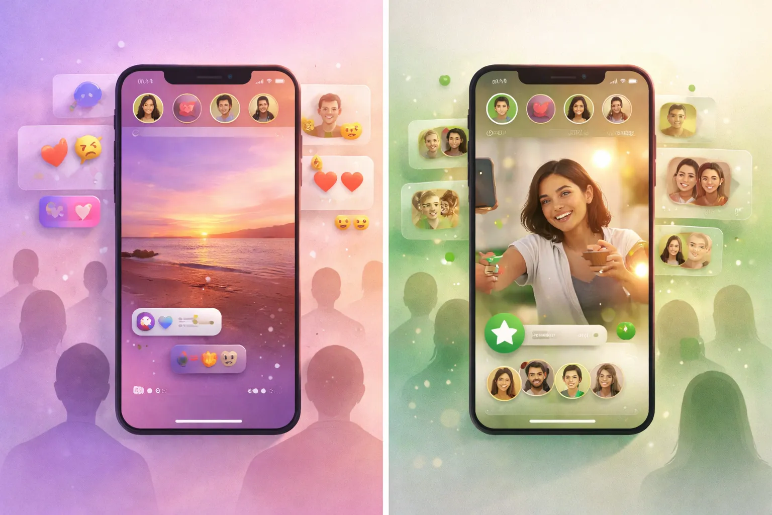 Ilustración de la psicología de Instagram Close Friends que muestra una experiencia más íntima y reducida que una Story pública