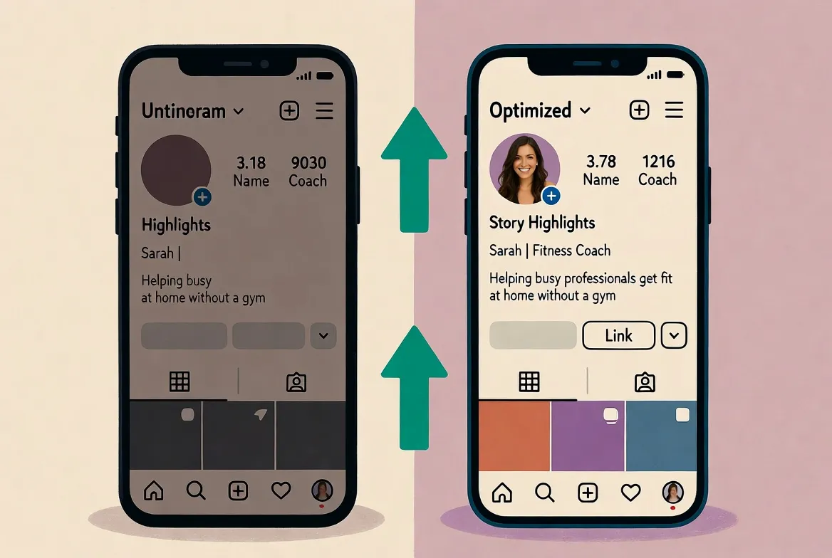 Instagram profile glow-up before and after optimization 2026
