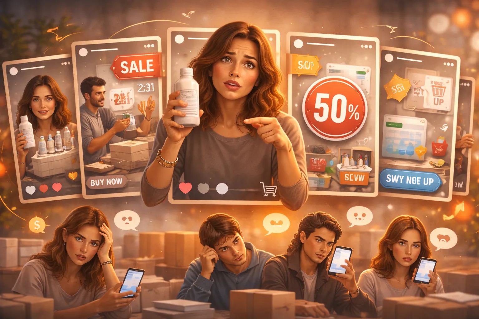 Instagram storytelling conversion mistakes illustration showing vague messaging, early pitching, overexplaining, and weak emotional context