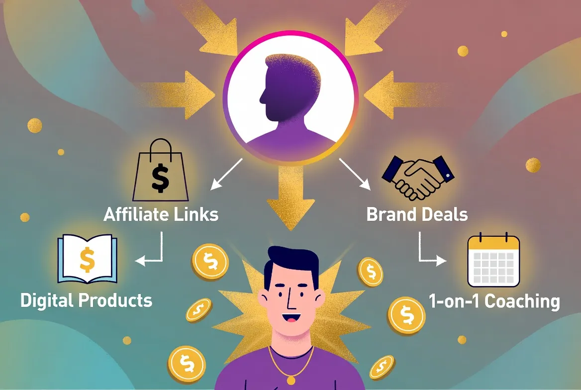 Monetize Instagram personal brand 2026 – digital products, affiliates and coaching