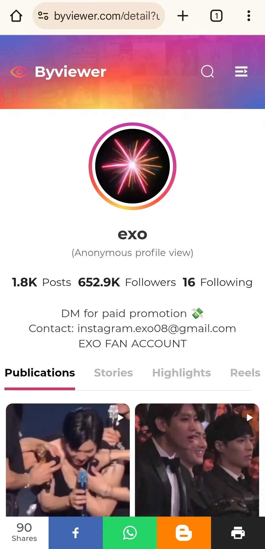 Esempio caricamento profilo riuscito